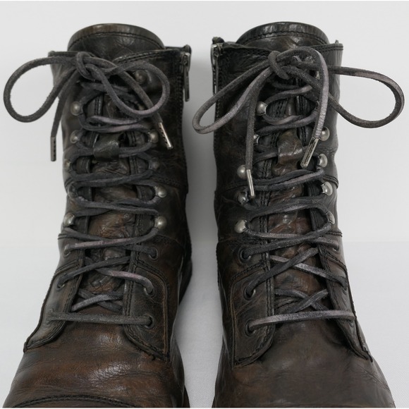 Allsaints Distressed 7" Side Zip Leather Boots Men's 10 Combat Biker *READ* - Picture 9 of 16